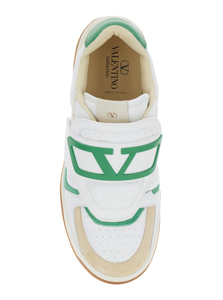 white low top sneakers with vlogo detail by Selfnex