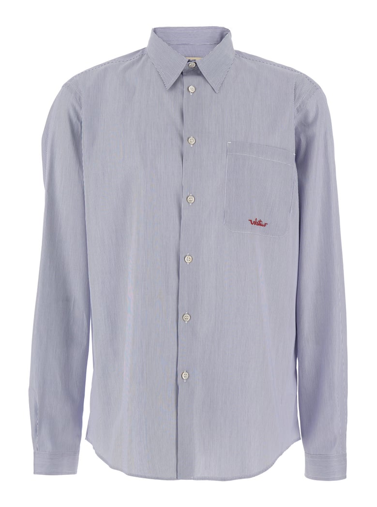 light blue cotton shirt with striped motif by Selfnex