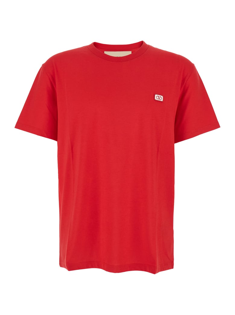 red crewneck t-shirt with vlogo by Selfnex