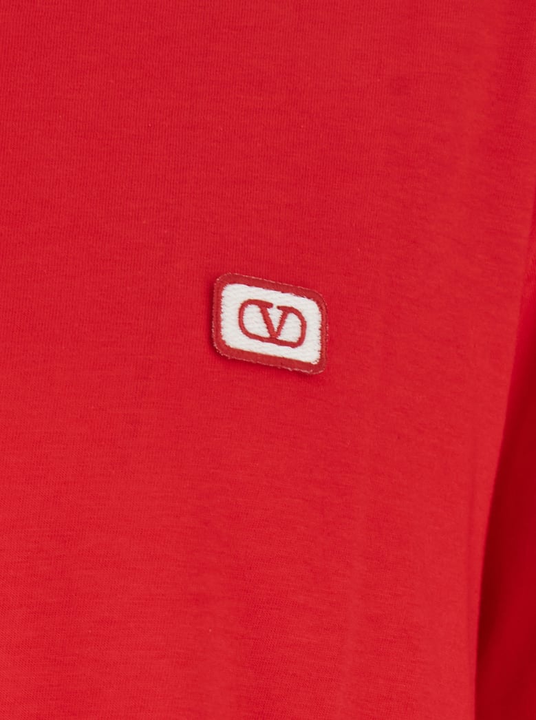 red crewneck t-shirt with vlogo by Selfnex