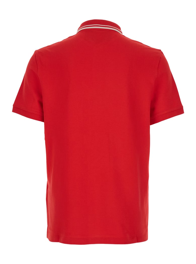 red cotton polo shirt with logo patch by Selfnex