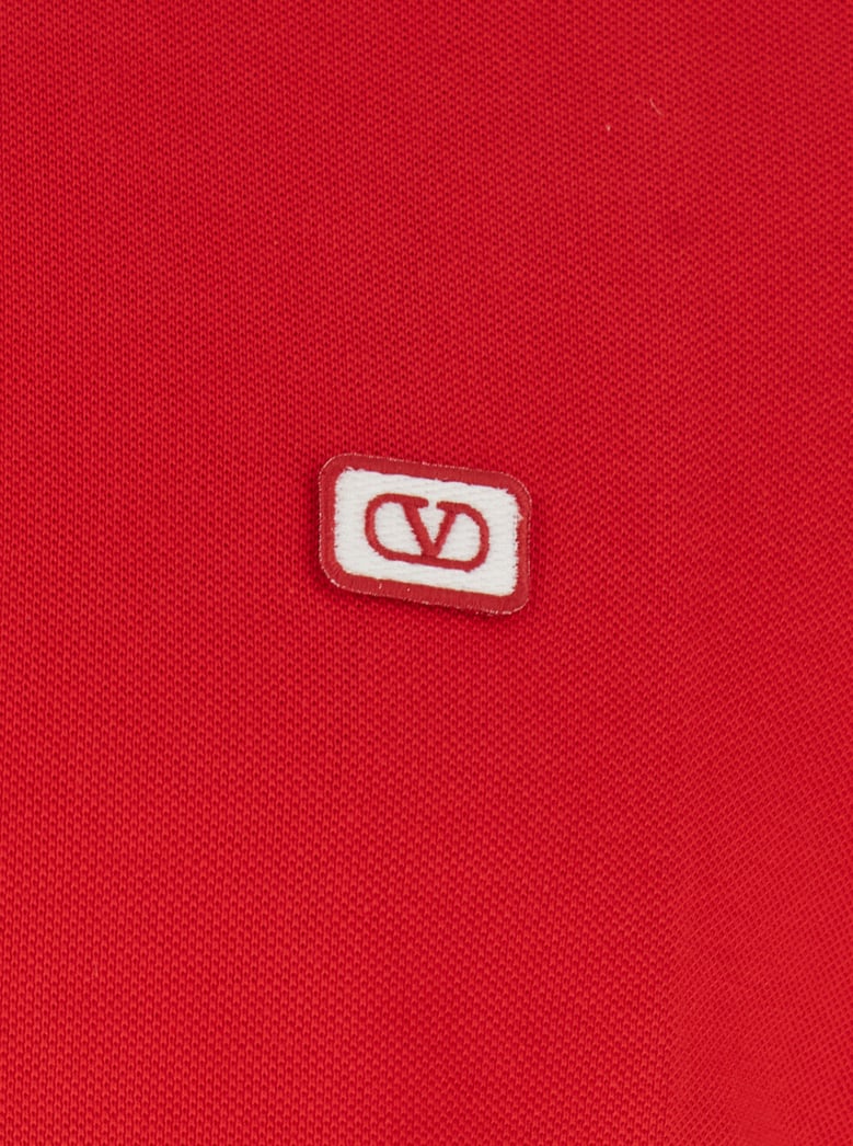 red cotton polo shirt with logo patch by Selfnex