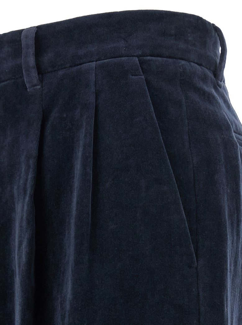blue linen and cotton blend pants by Selfnex