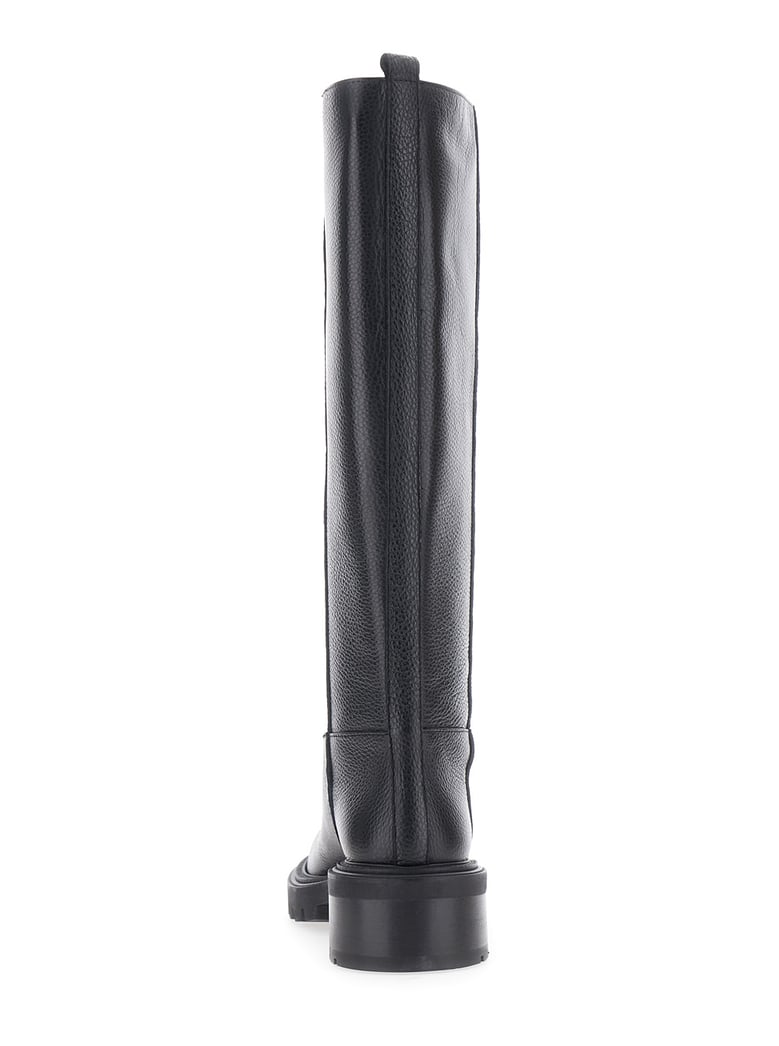 black knee-high slip-on boots in grained leather by Selfnex