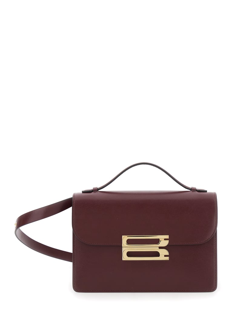 bordeaux shoulder bag with logo plaque by Selfnex