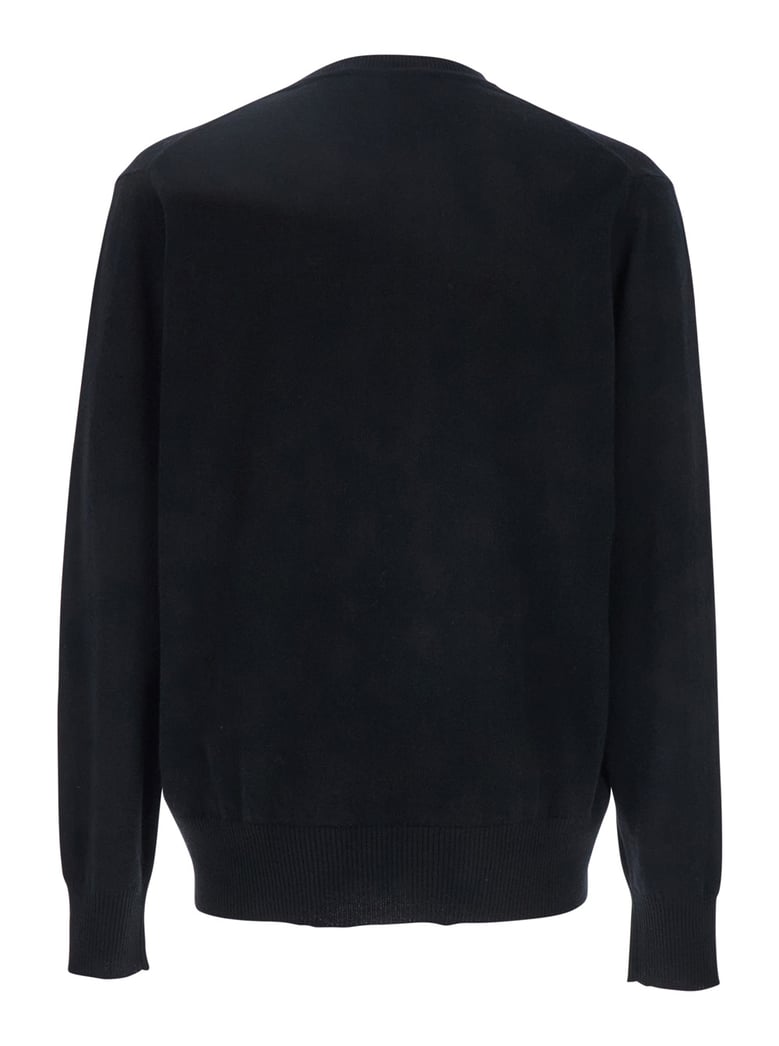 black crewneck sweater with orb logo detail by Selfnex
