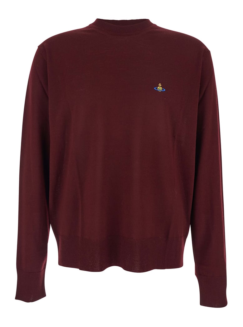 bordeaux crew neck sweater with orb logo by Selfnex
