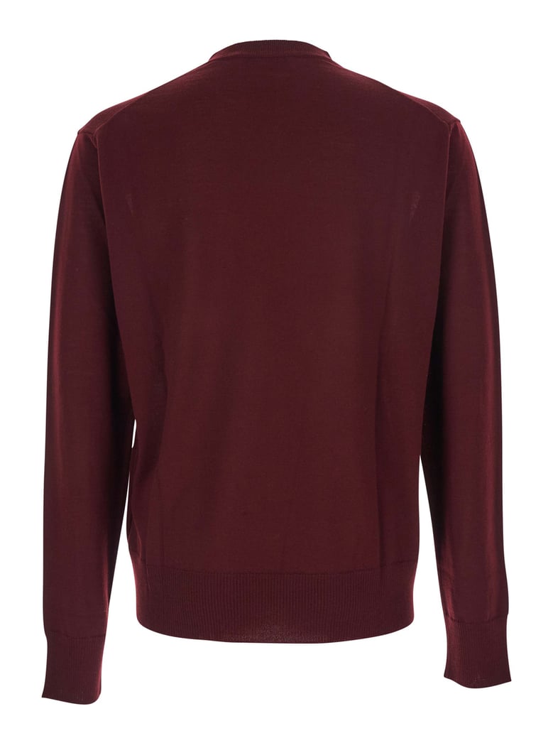 bordeaux crew neck sweater with orb logo by Selfnex