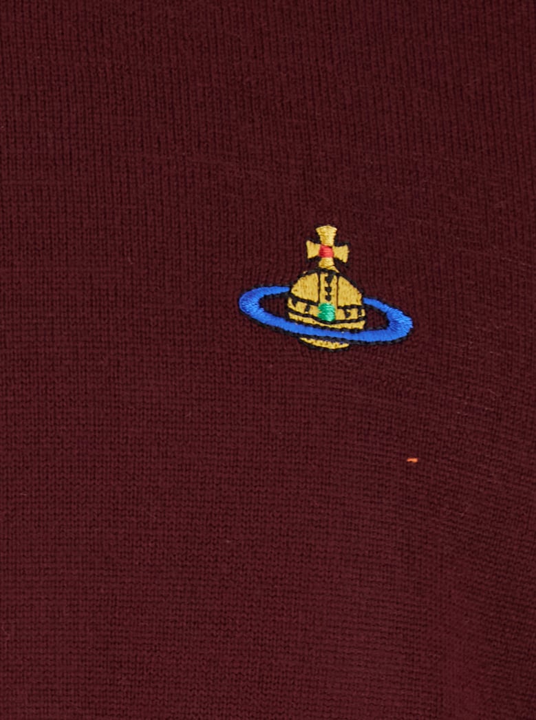 bordeaux crew neck sweater with orb logo by Selfnex
