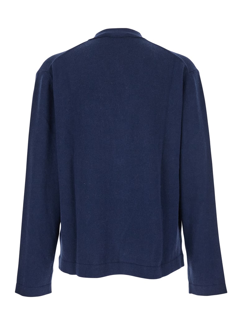 blue v-neck cardigan with orb decoration by Selfnex