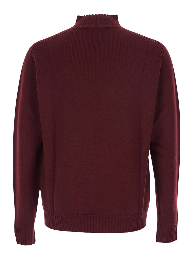 bordeaux turtleneck sweater with logo embroidery by Selfnex