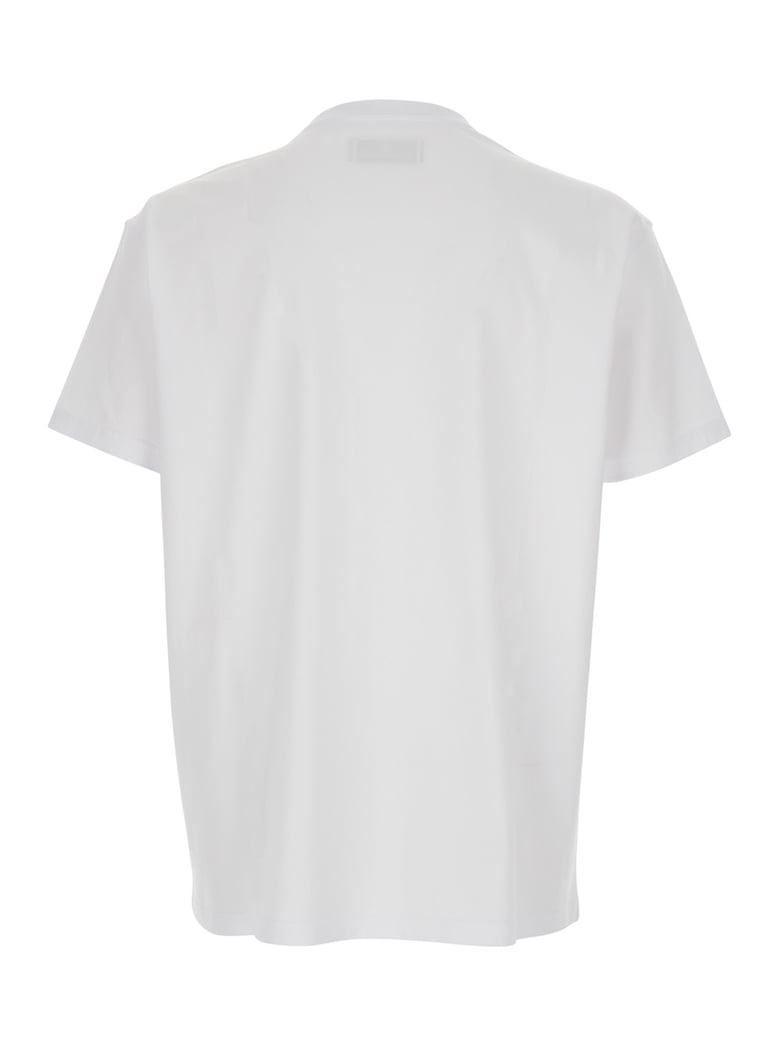 white crew neck t-shirt with orb print by Selfnex