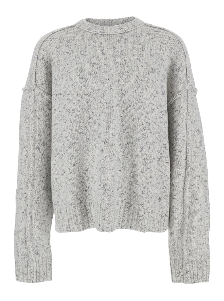 grey crewneck sweater with dropped shoulders by Selfnex