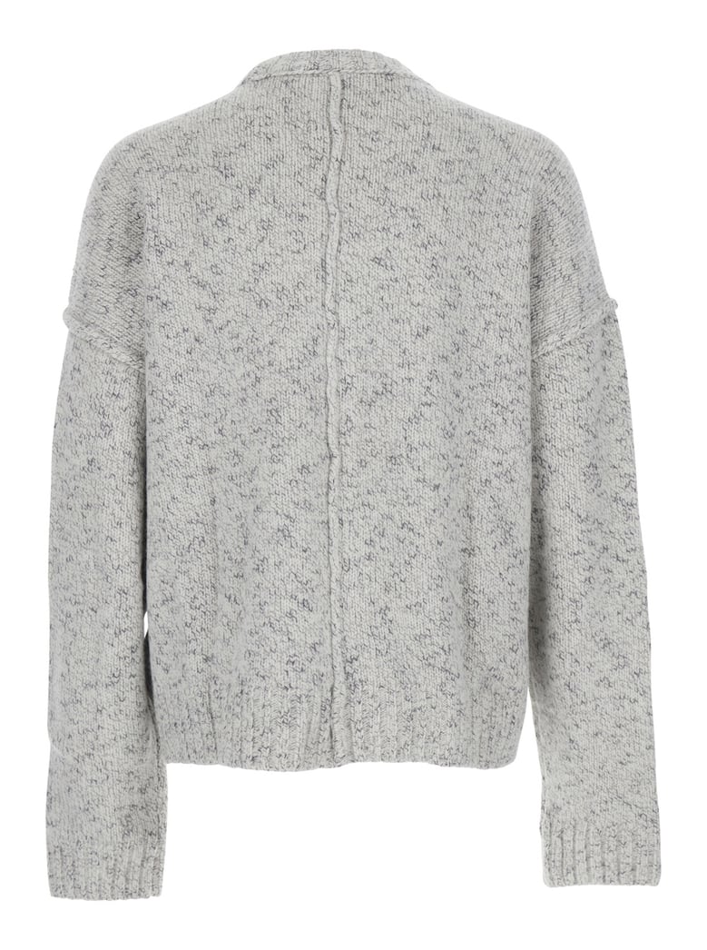 grey crewneck sweater with dropped shoulders by Selfnex