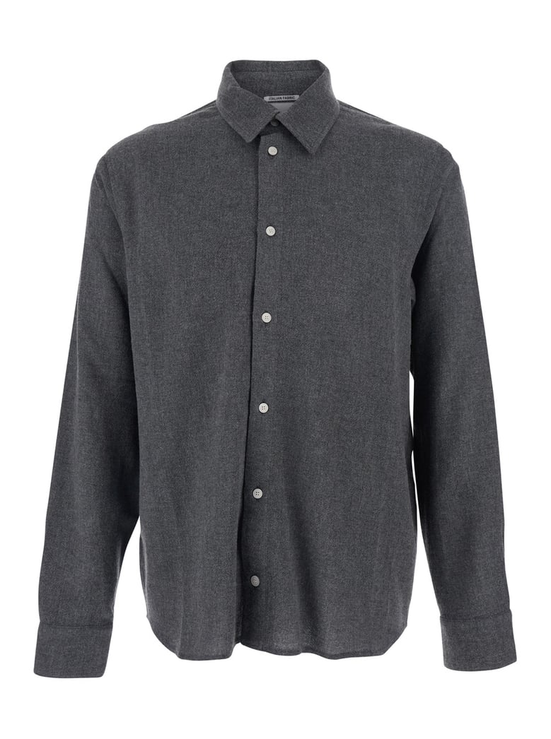 'adriel' grey shirt with classic collar by Selfnex
