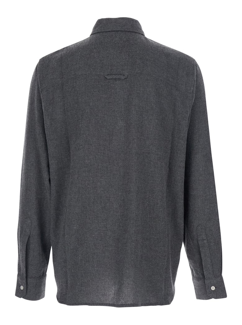'adriel' grey shirt with classic collar by Selfnex