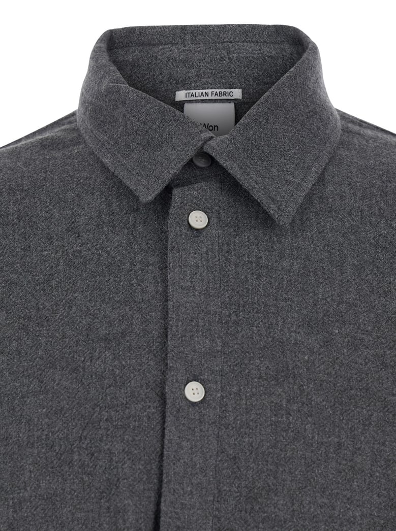 'adriel' grey shirt with classic collar by Selfnex