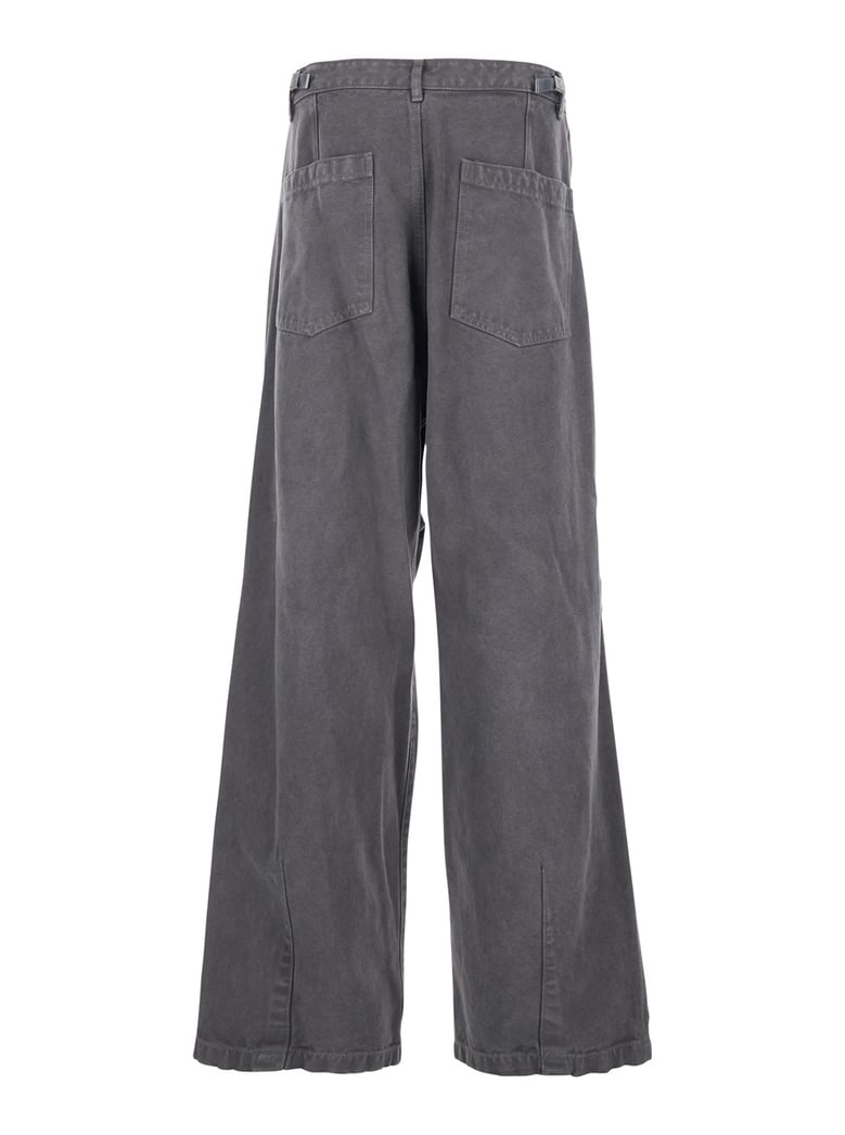 grey cotton pants with belt loops by Selfnex