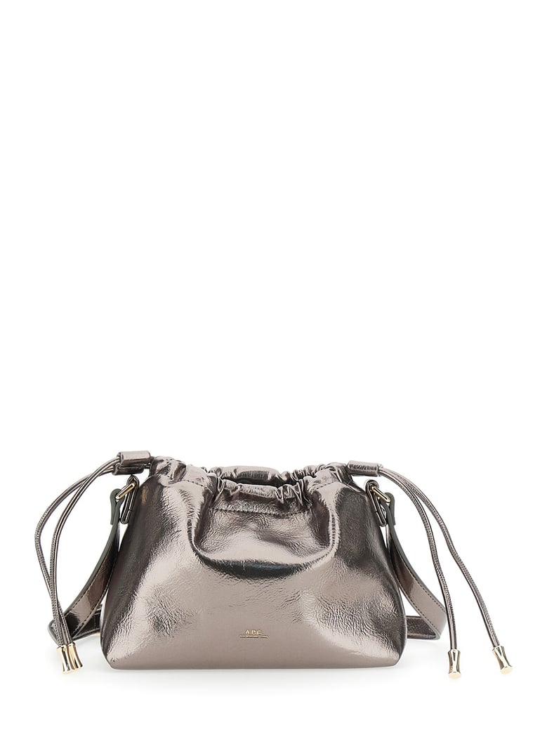 metallic shoulder bag with drawstring closure by Selfnex