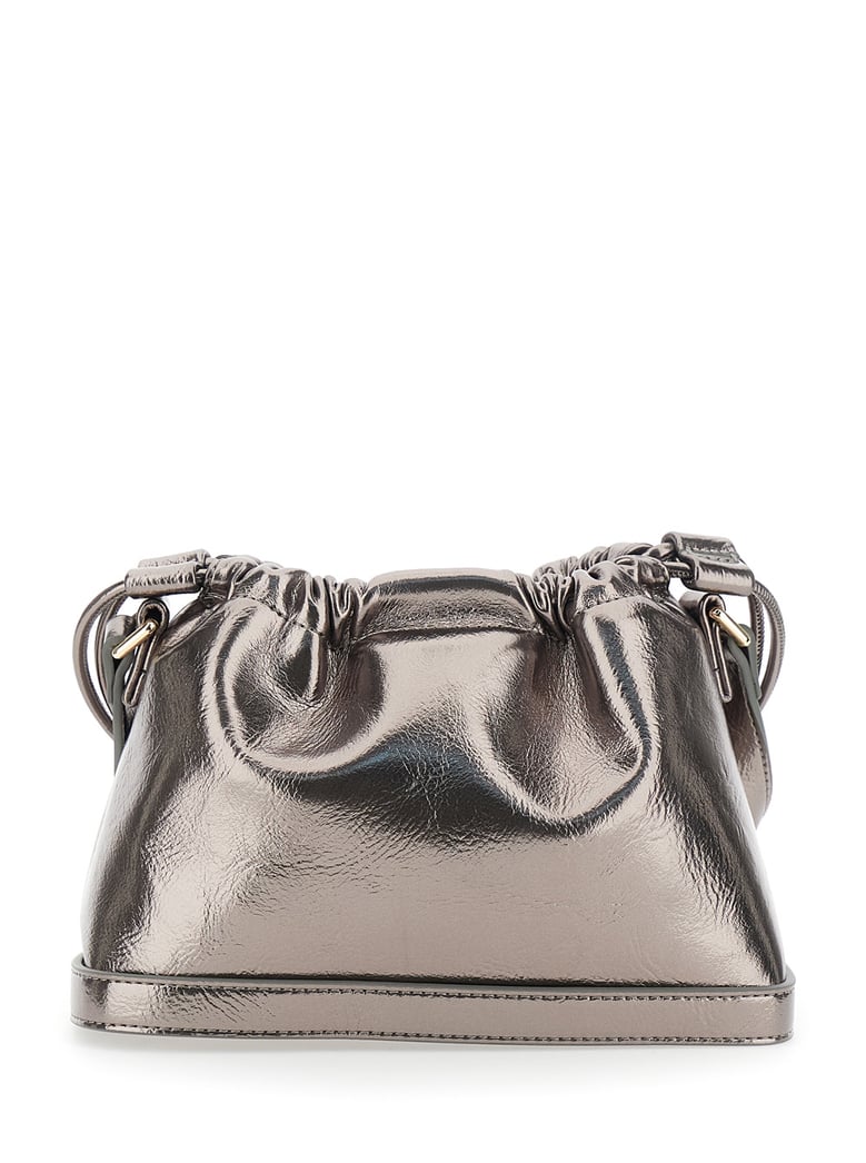 metallic shoulder bag with drawstring closure by Selfnex