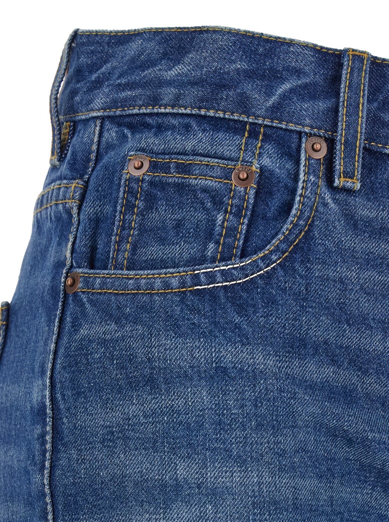 blue high waisted wide leg jeans by Selfnex