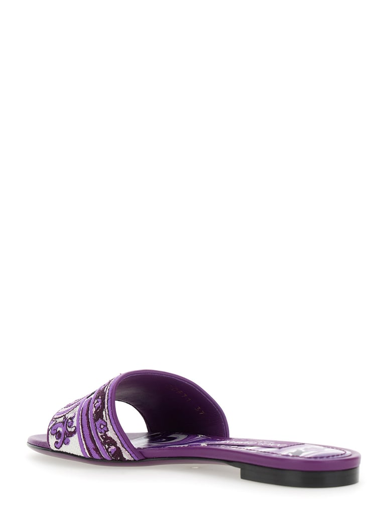 violet sandals with logo embroidery by Selfnex