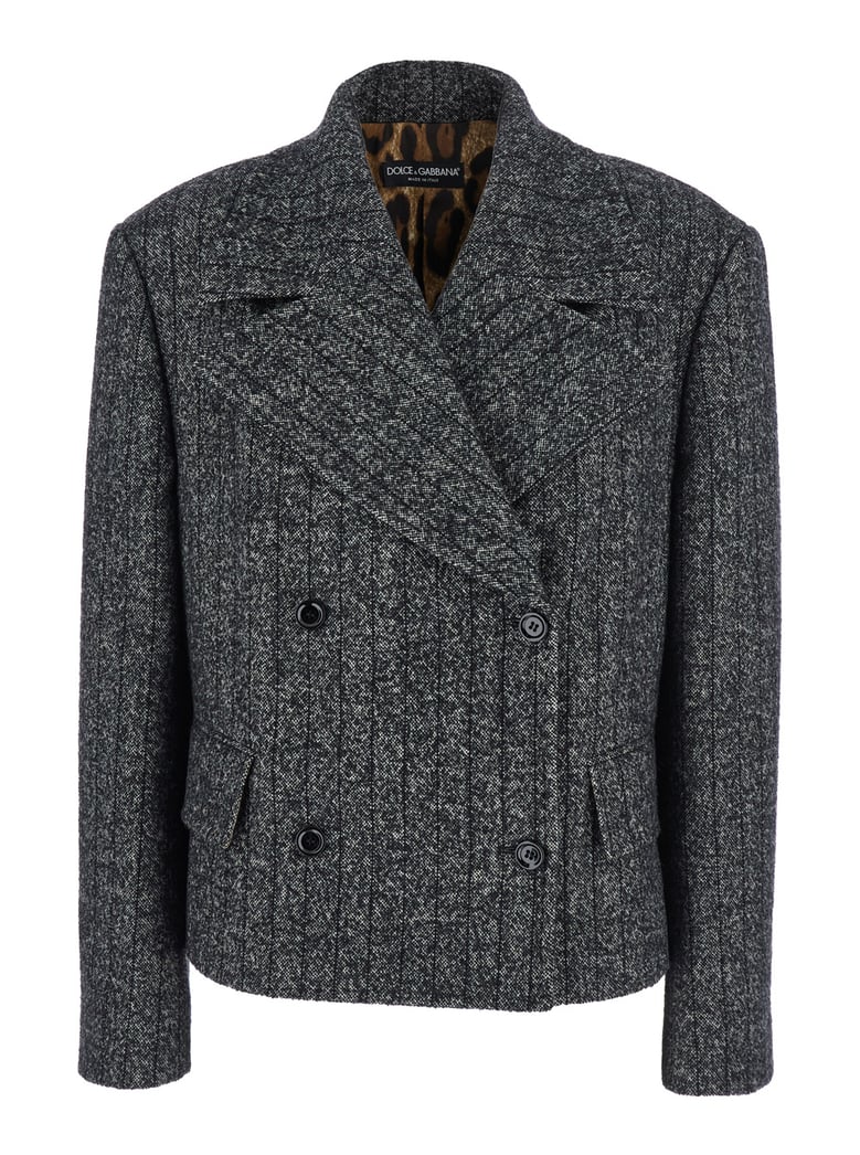 grey double-breasted wool blend jacket by Selfnex