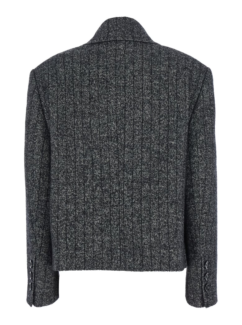 grey double-breasted wool blend jacket by Selfnex