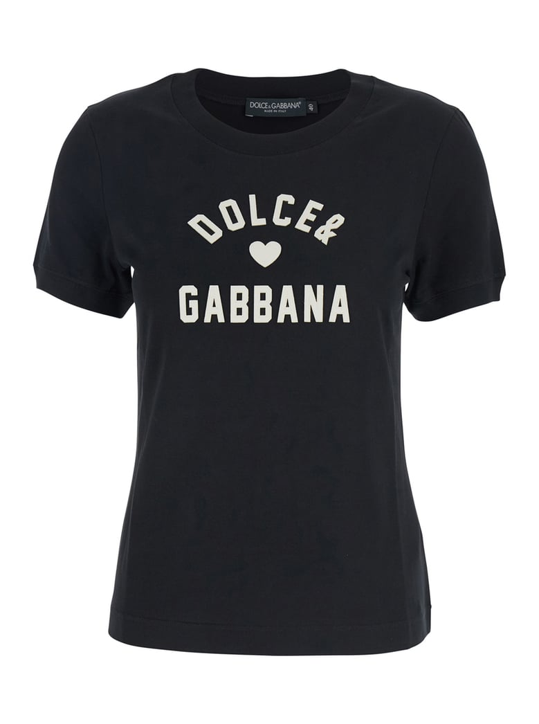black crewneck t-shirt with maxi logo by Selfnex