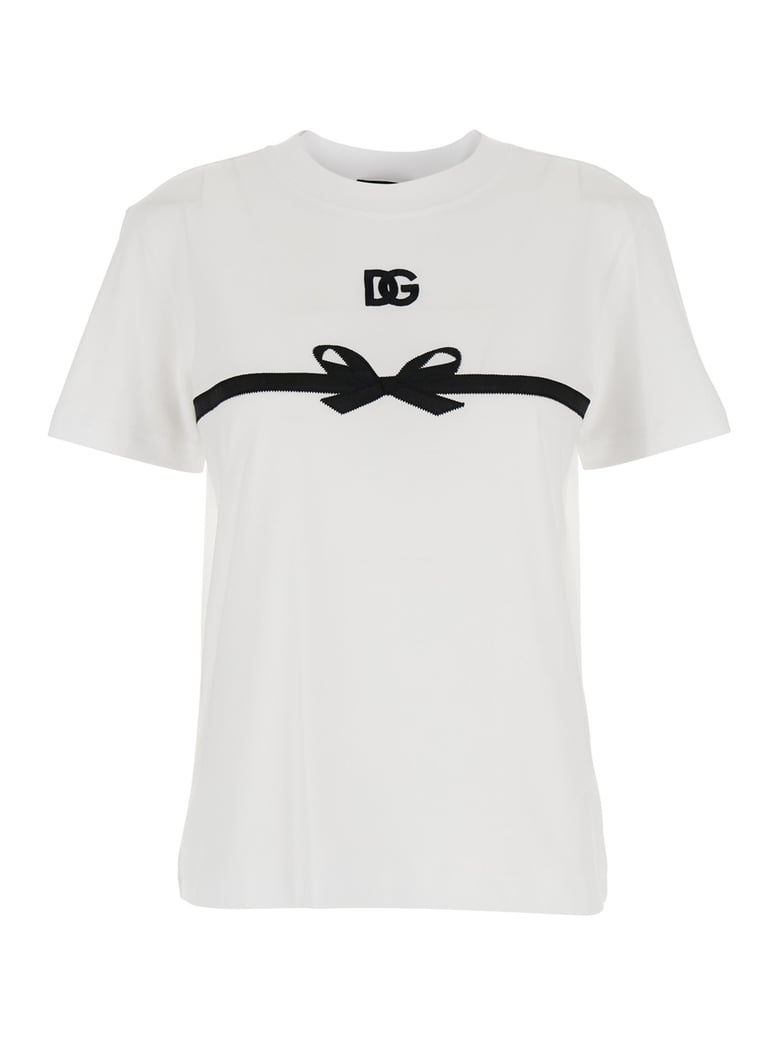 white crewneck t-shirt with logo print by Selfnex