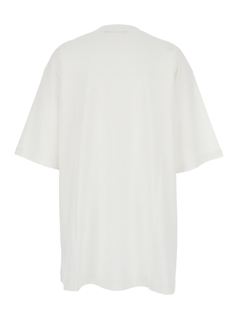 white cotton crew neck t-shirt with print by Selfnex
