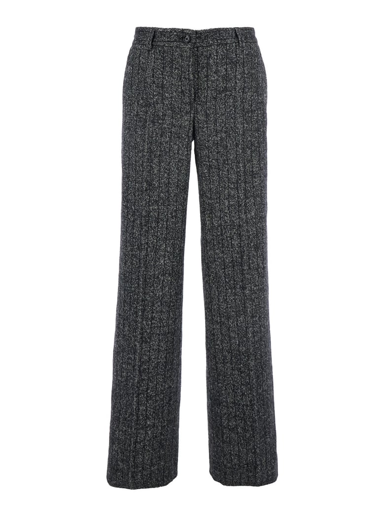 grey wide leg pants with pinstripe motif by Selfnex