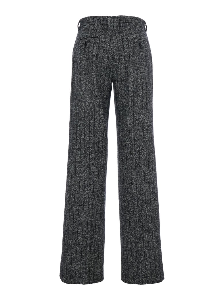 grey wide leg pants with pinstripe motif by Selfnex