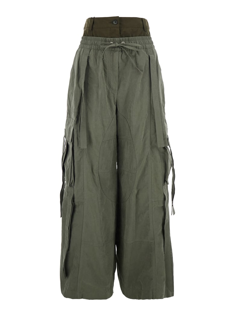 green cargo pants with elasticated waist by Selfnex