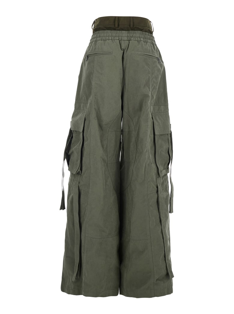 green cargo pants with elasticated waist by Selfnex