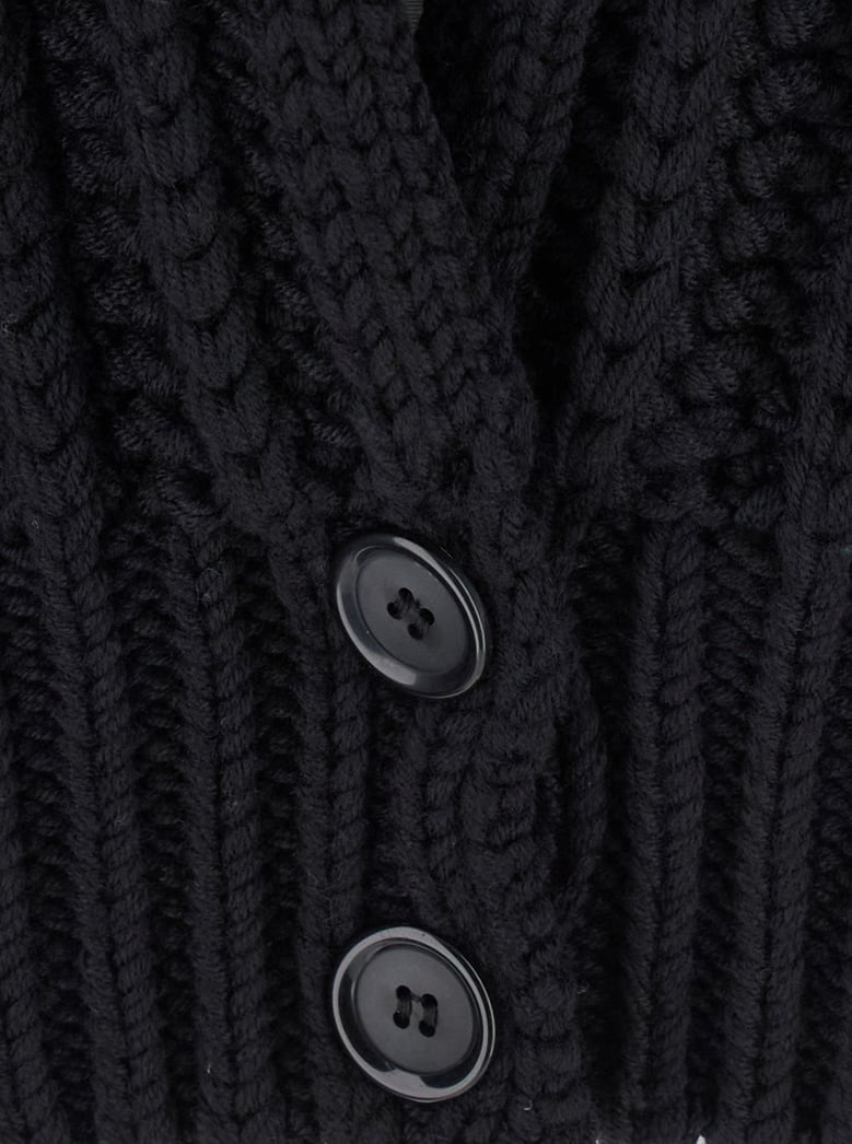 black wide neckline virgin wool cardigan by Selfnex
