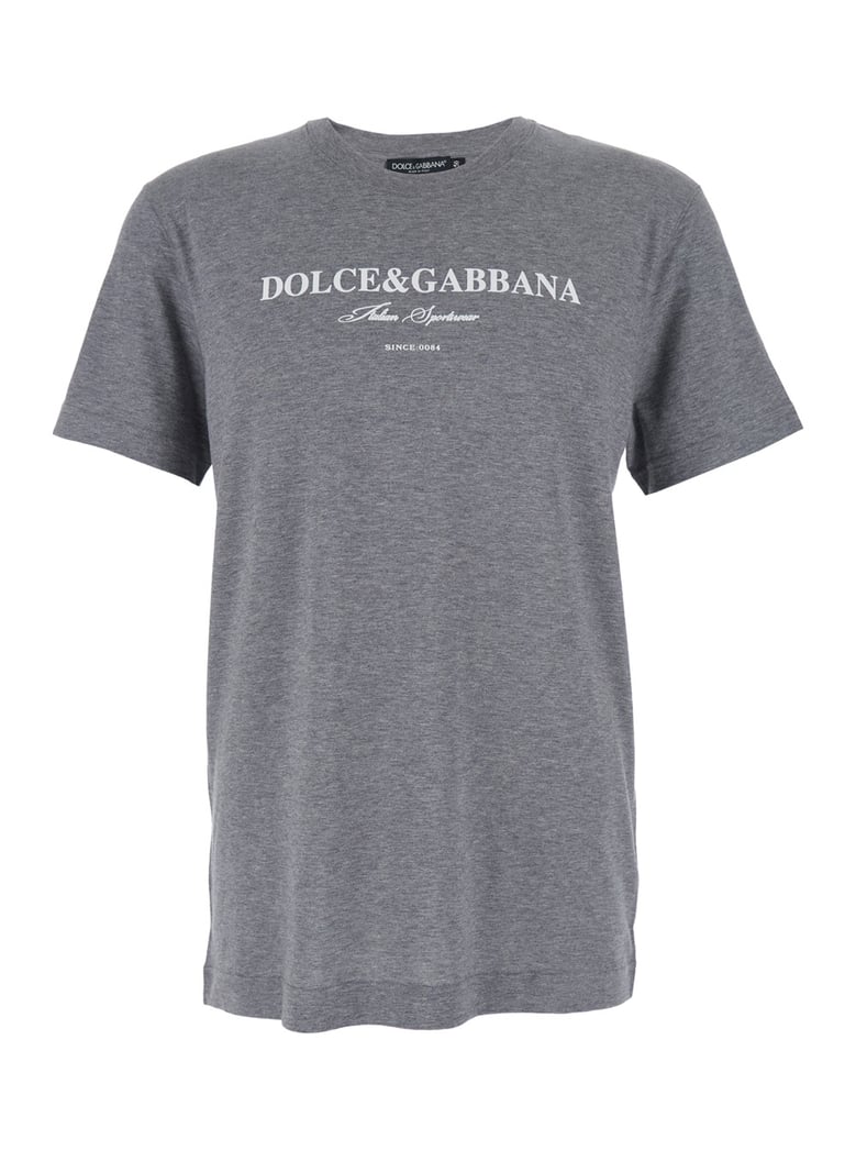 grey crewneck t-shirt with logo print by Selfnex