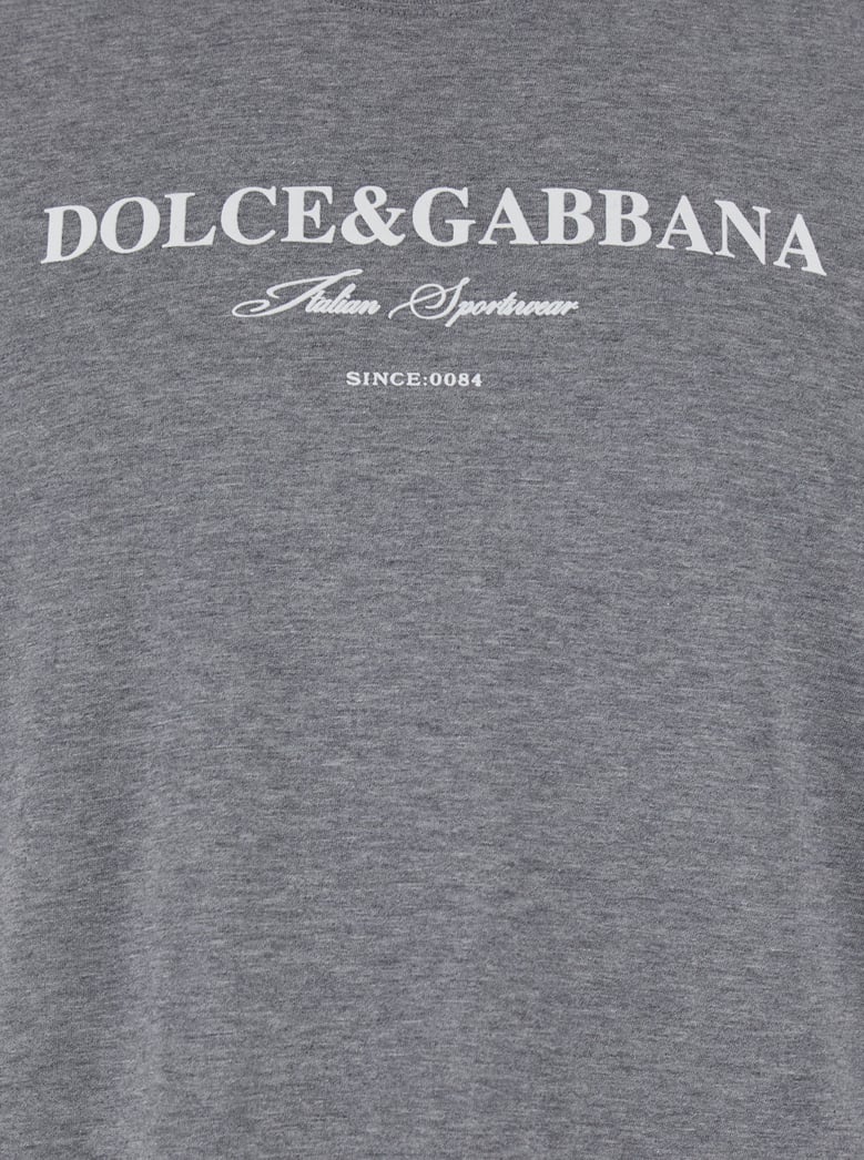 grey crewneck t-shirt with logo print by Selfnex