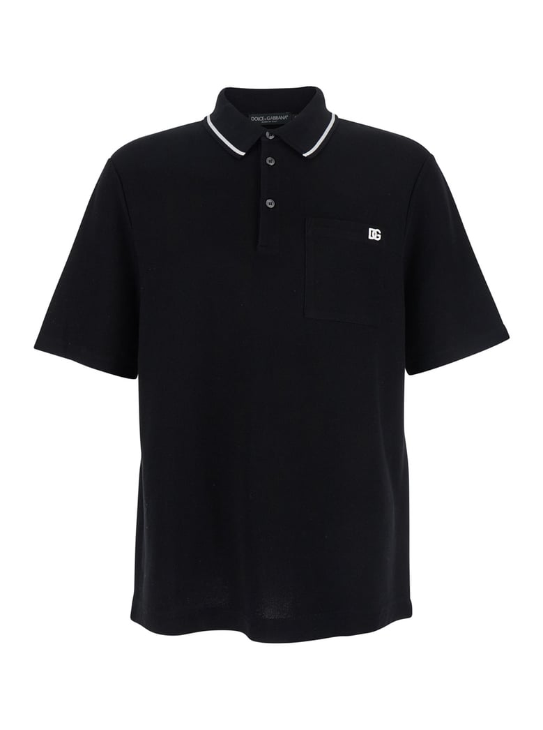 black polo shirt with classic collar by Selfnex