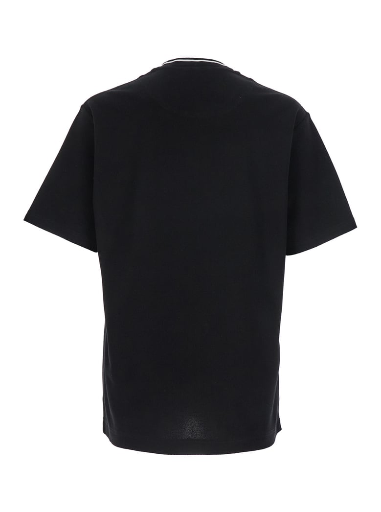 black crewneck t-shirt with logo embroidery by Selfnex