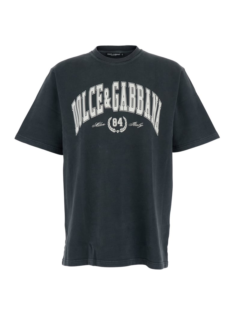 dark grey crewneck t-shirt with logo print by Selfnex