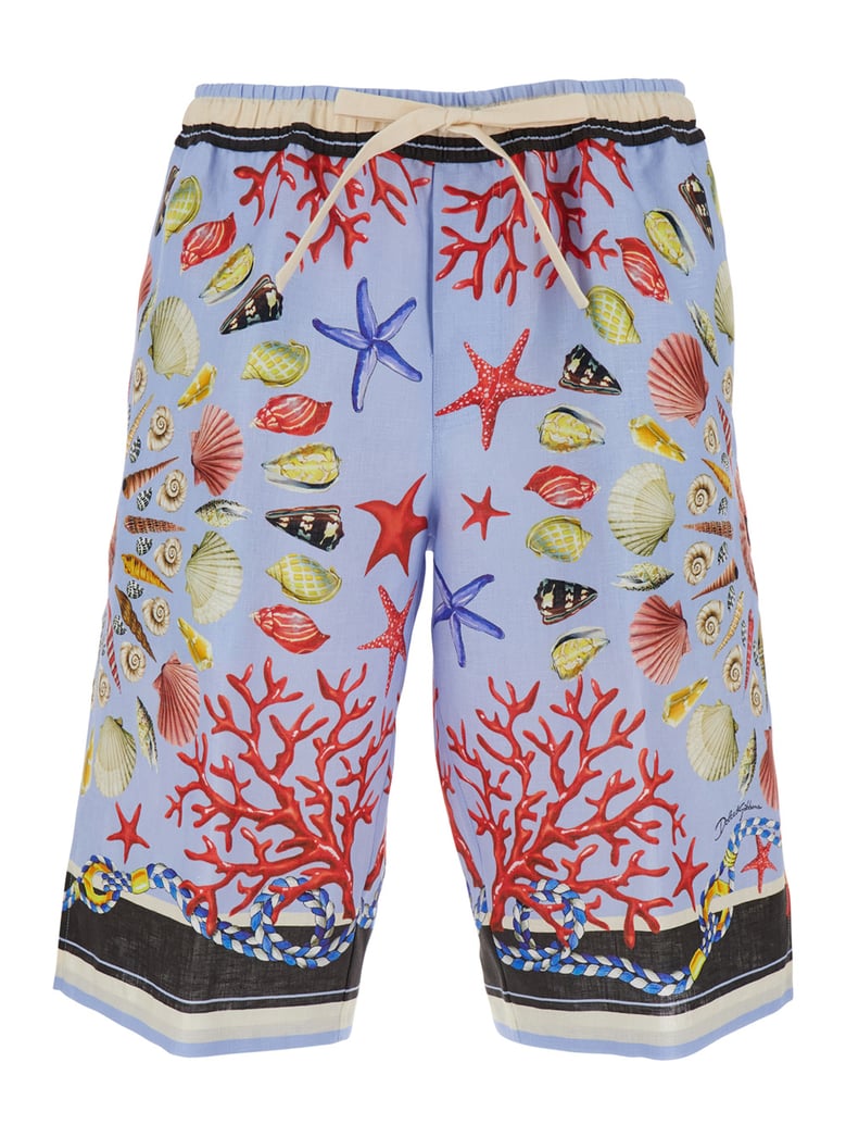 multicolor linen shorts with drawstring by Selfnex