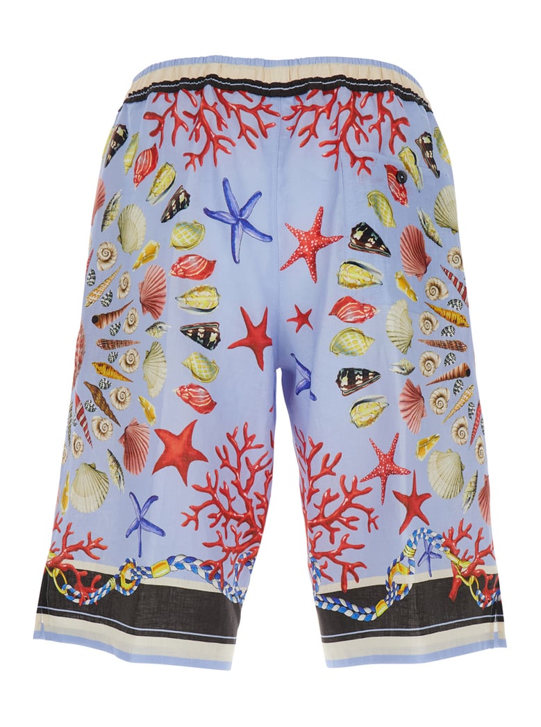 multicolor linen shorts with drawstring by Selfnex