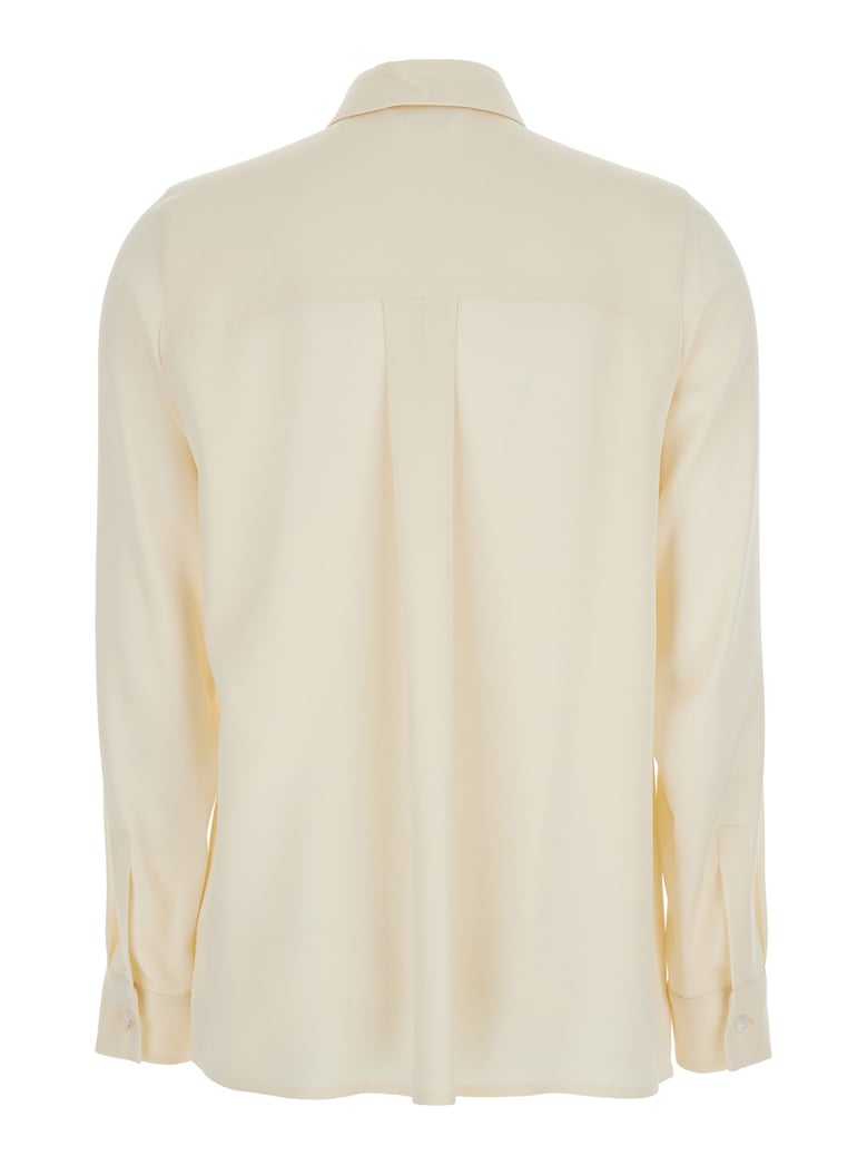 white silk stretch shirt with classic collar by Selfnex
