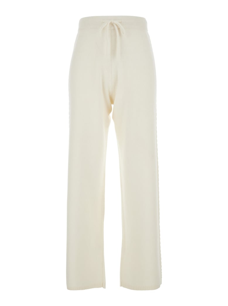 white cashmere pants with drawstring waist by Selfnex