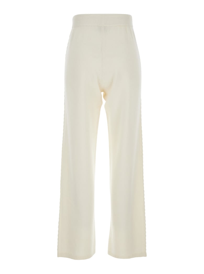 white cashmere pants with drawstring waist by Selfnex
