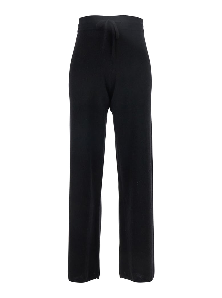 black cashmere drawstring waist pants by Selfnex