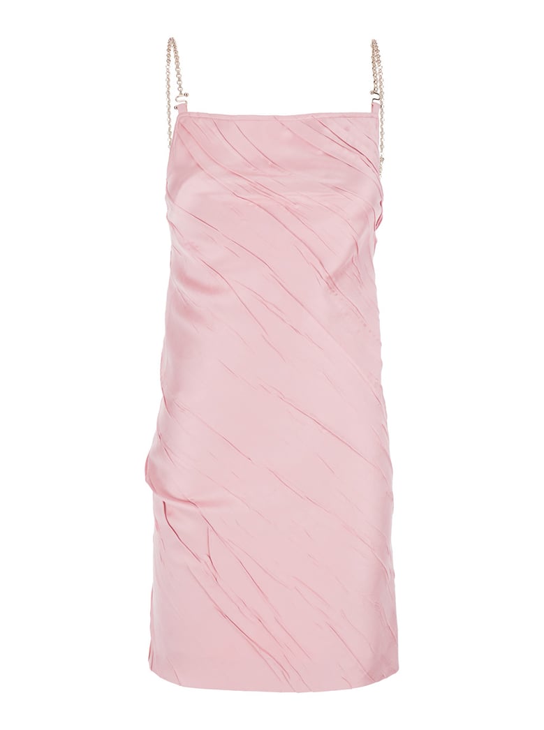 pink dress with removable chain-link strap by Selfnex