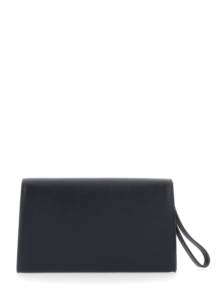 clutch bag black grained leather by Selfnex
