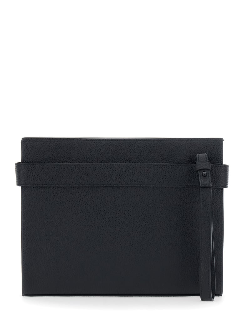 clutch in black leather by Selfnex